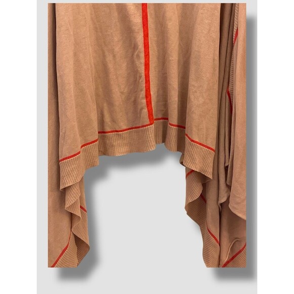 Susana Monaco Womens Beige Orange Trim Pullover Poncho Sweater One Size O/S - Picture 2 of 5